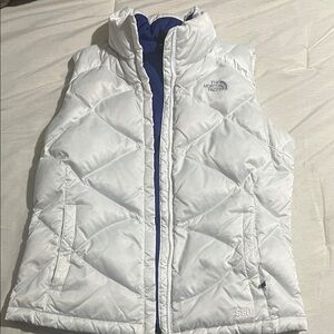 The North Face White and Blue Puffer Vest